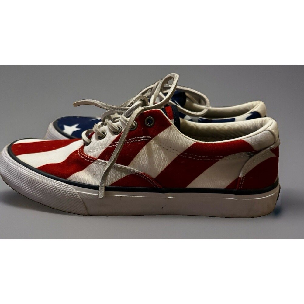 Sperry Top-Sider Striper American Flag Sneakers M7 W8.5 Stars & Stripes STS24775